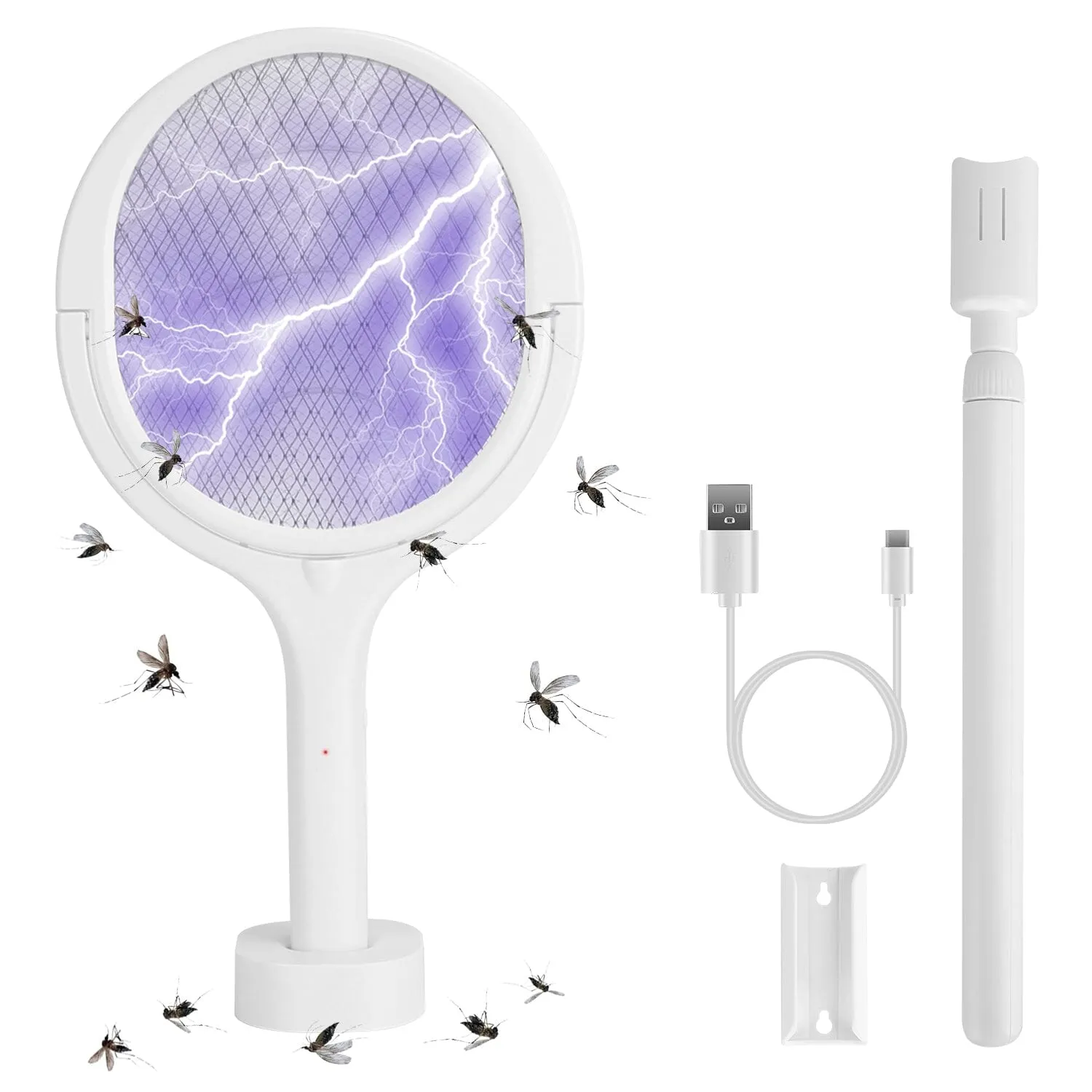 3-in-1 90º Rotating Electric Bug Zapper Racket