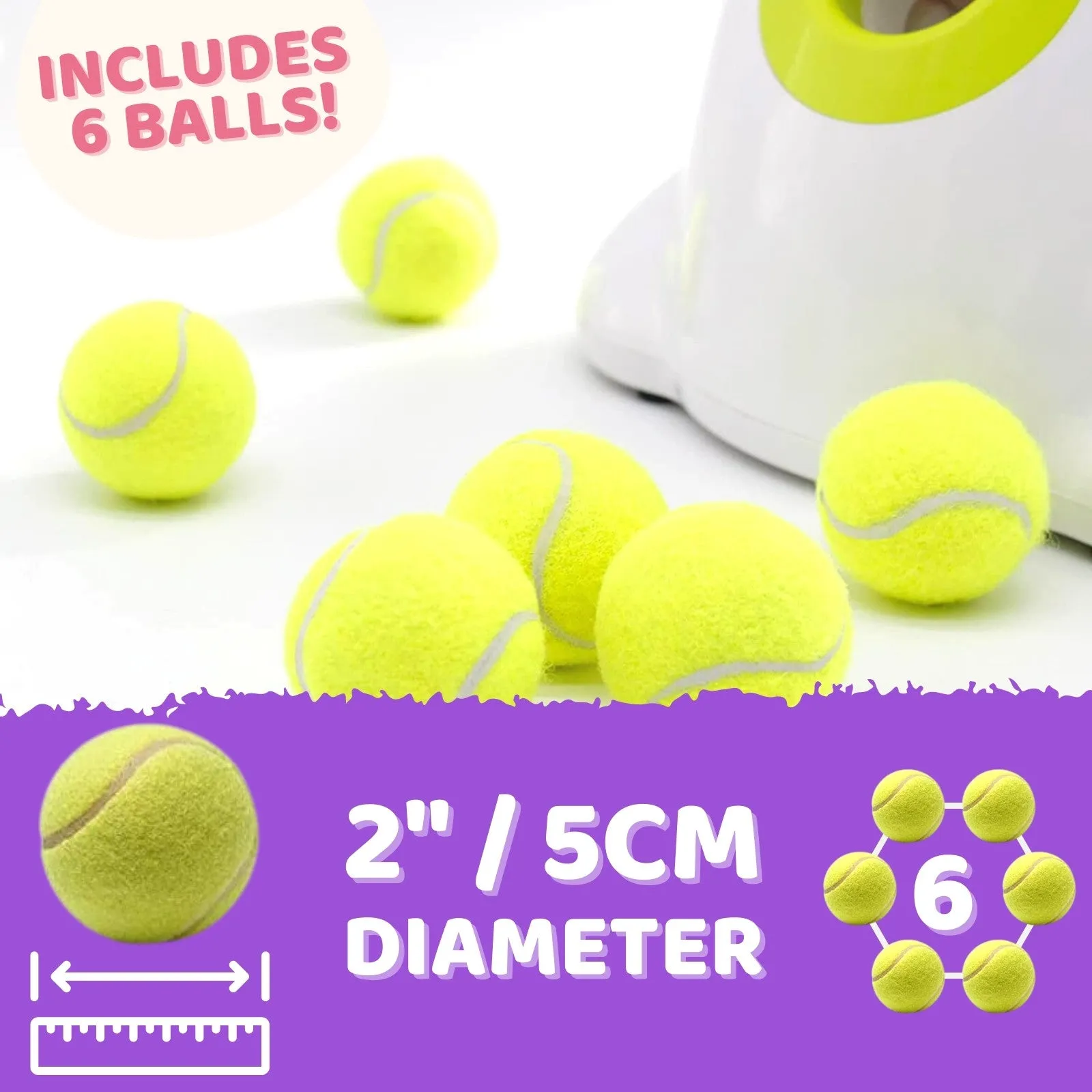 Adjustable Automatic Dog Ball Launcher with 6 Balls