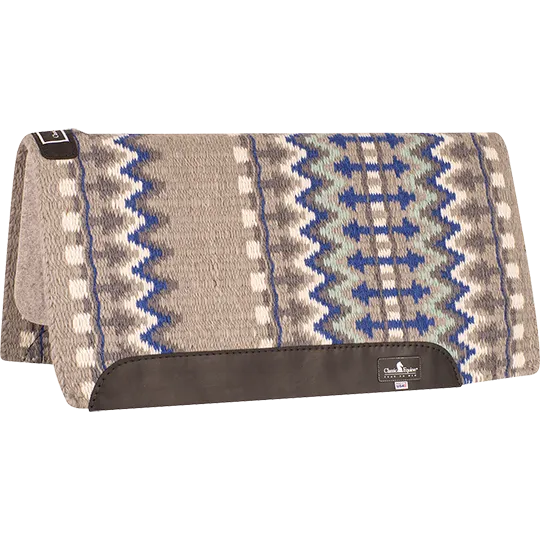 Classic Equine 32"X34" Wool Top Saddle Pad- Grey/Royal Blue