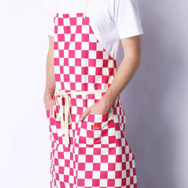 Cookman Long Apron - Checker : Pink