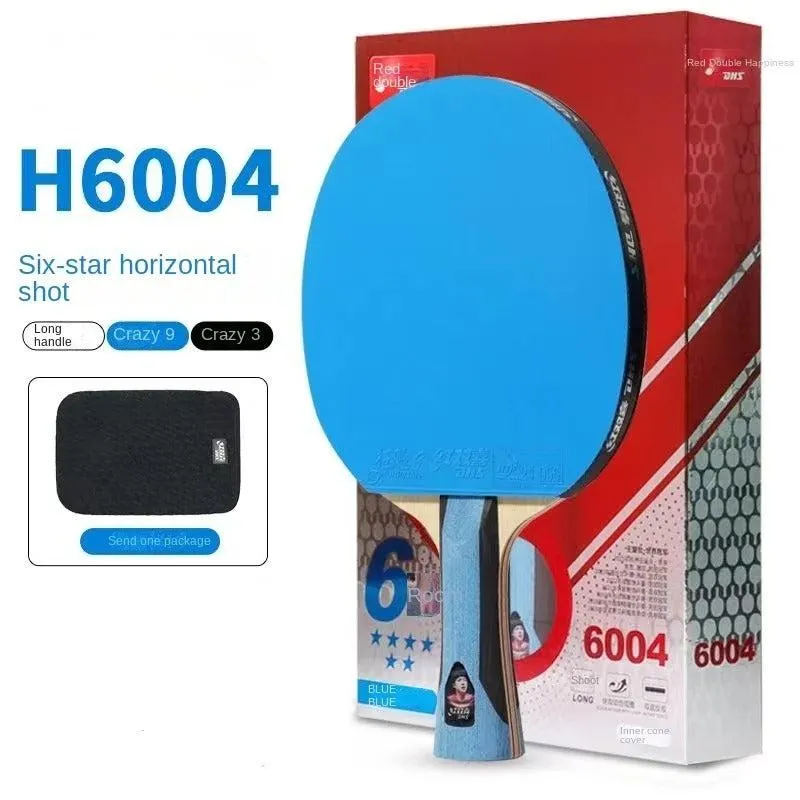 DHS 6 Star Colored Table Tennis Bat – 7 Ply Blade & Hurricane 9 & 3 Rubbers