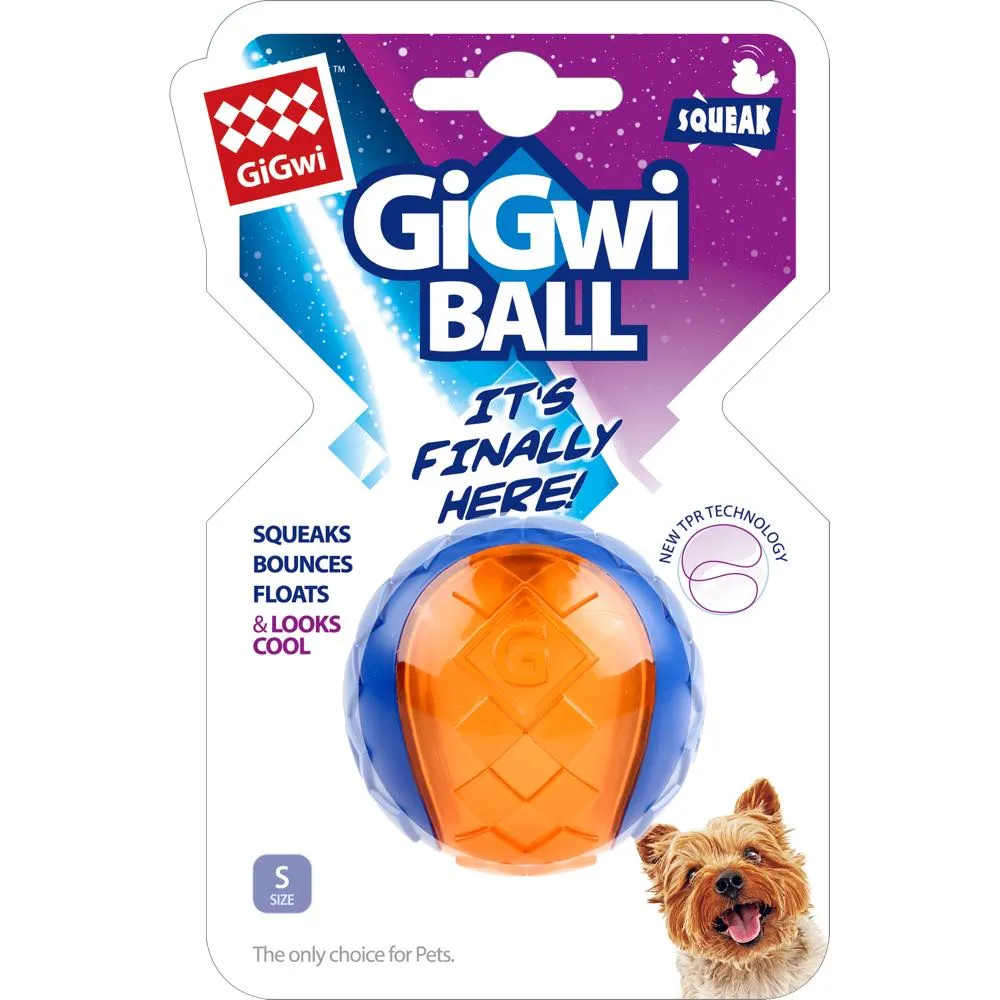 GiGwi Squeaky Ball Dog Toy (Blue/Orange)