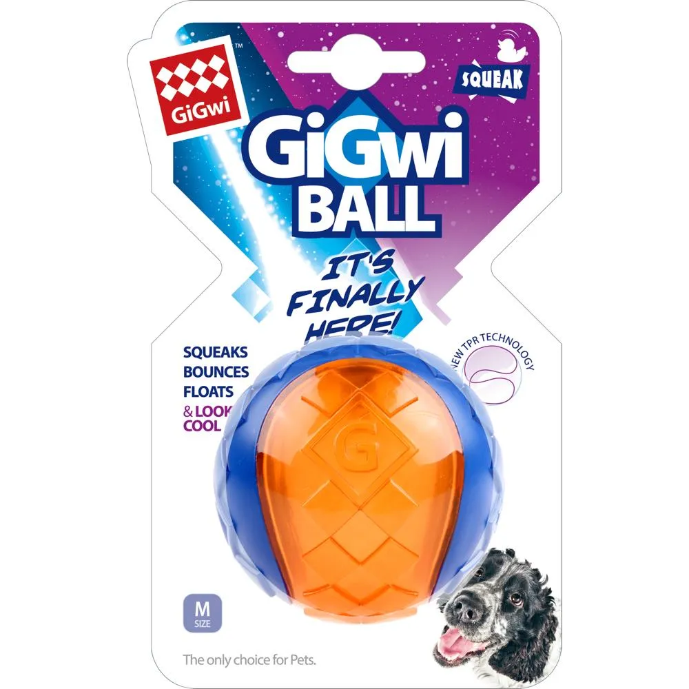 GiGwi Squeaky Ball Dog Toy (Blue/Orange)