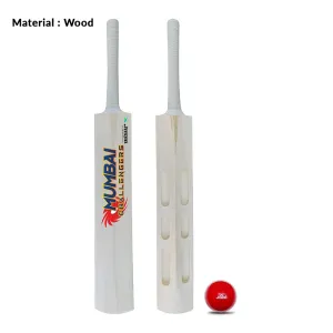 Jaspo Mumbai Challengers Scoop Poplar Willow Wood Tennis Cricket Bat (11 Inches Poplar Handle) with Soft T-20 Ball (Full Size, 35 Inches) | 12  Years