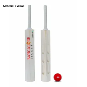 Jaspo Wood Bangalore Tigers Scoop Cricket Set (1 Poplar Wood Willow Bat, 1 T-20 Cricket Ball) | 15  Years