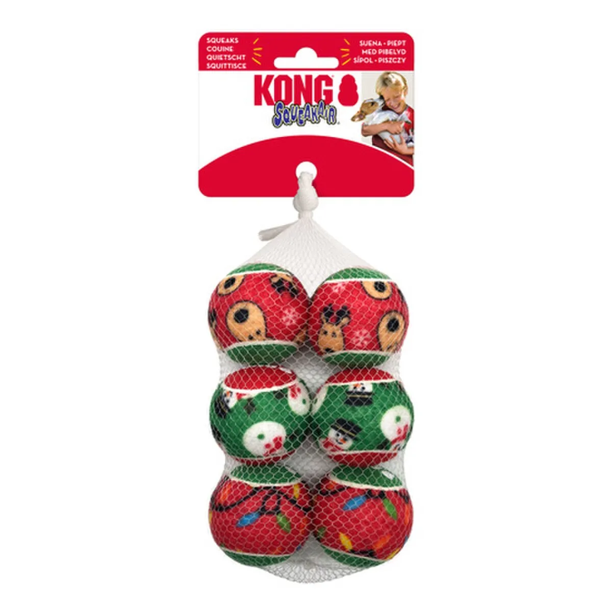 KONG Holiday SqueakAir Balls 6pk - Small