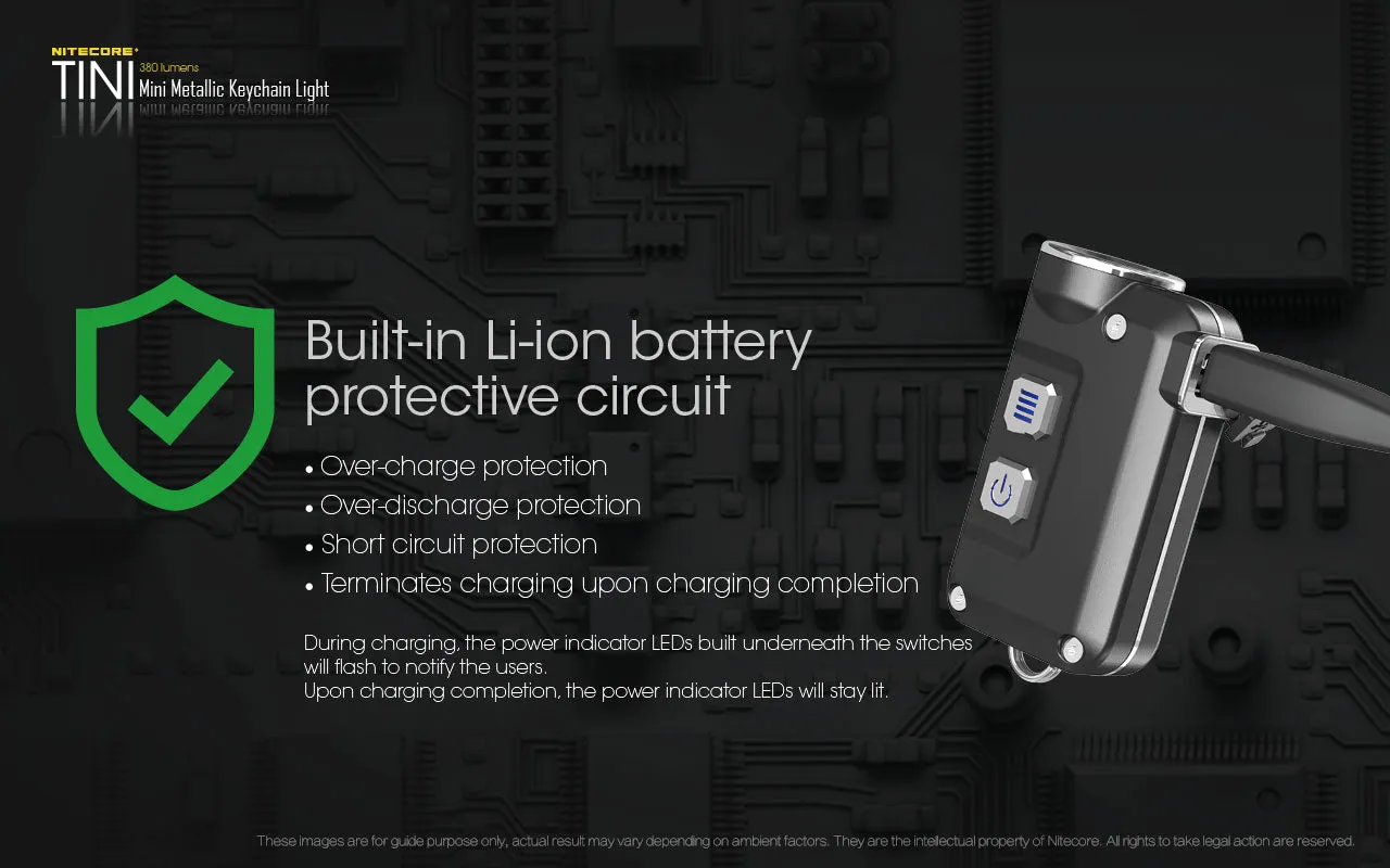 Nitecore TINI 380 Lumens USB Rechargeable Keychain Flashlight with Nitecore Charging Cable