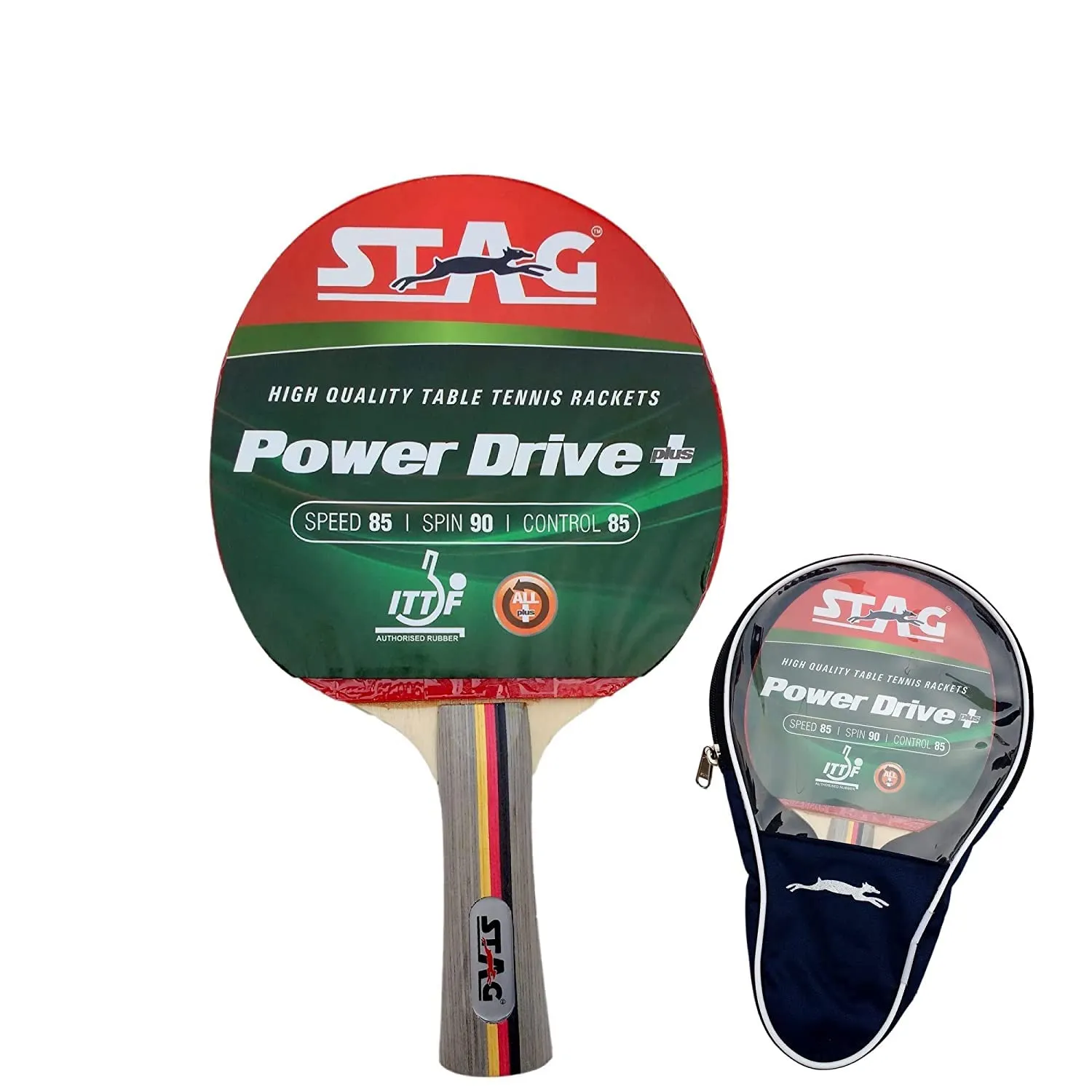 Power Drive Plus Advanced Series Table Tennis (T.T) Racket| Pro Performance Training T.T Racquet| Premium ITTF Approved Rubber| Custom Designed Comfortable Ergonomic Grip Paddle