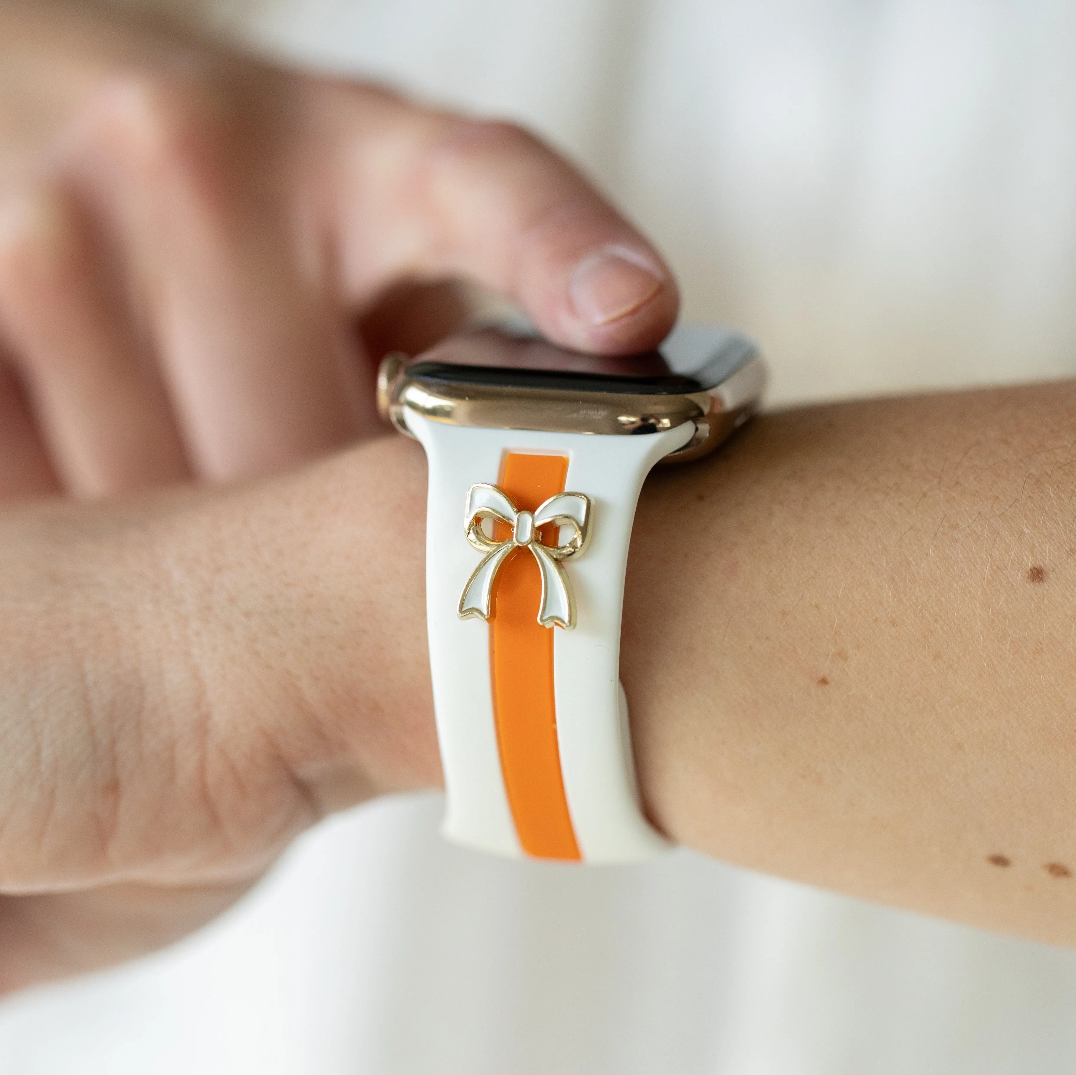 Skye White & Orange Smart Watch Band