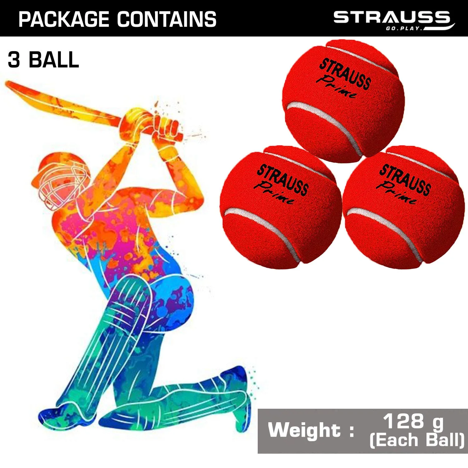 STRAUSS Tennis Cricket Ball, (Pack of 3) (Heavy Weight)