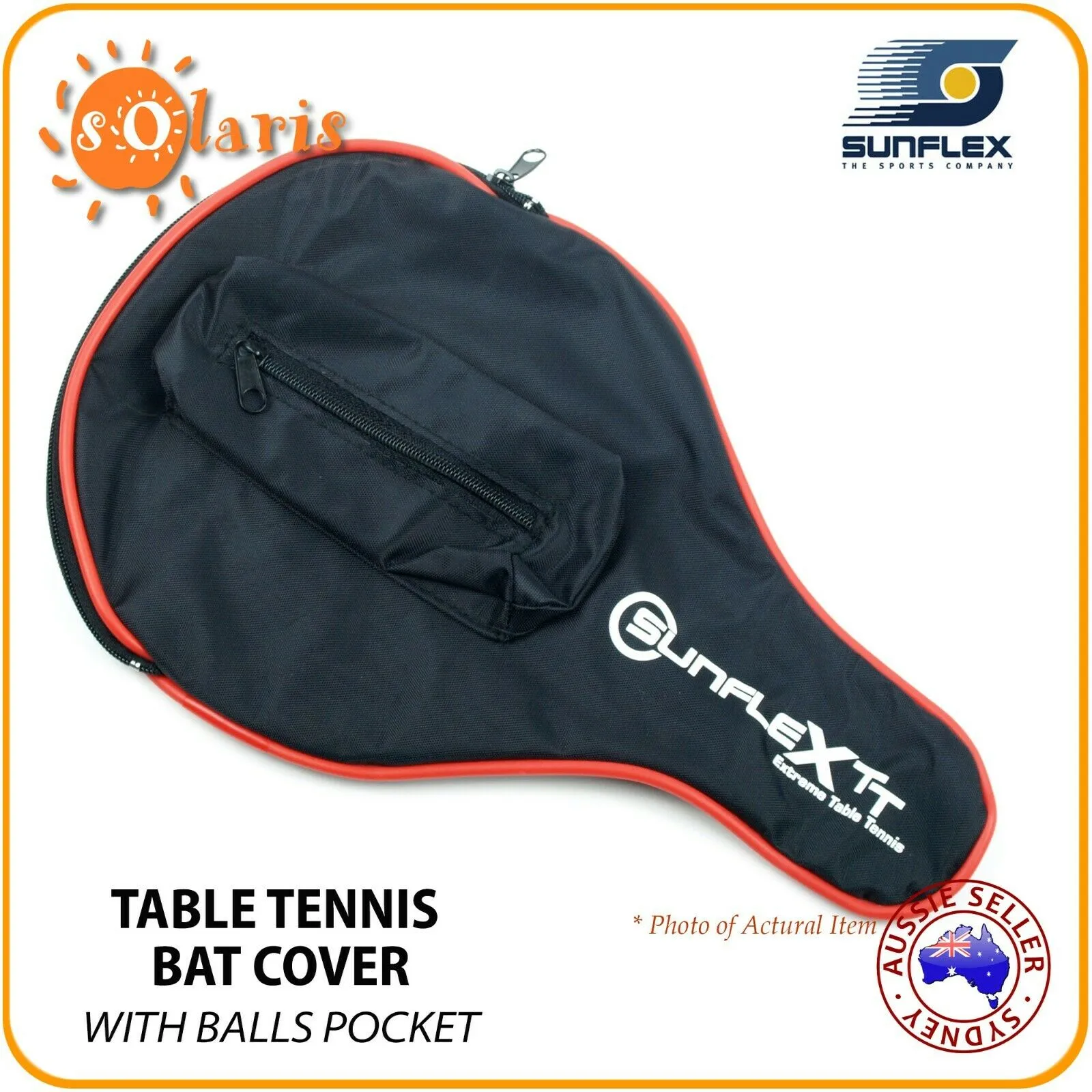 SUNFLEX BAT SAFE Table Tennis Bat Cover with Ball Pocket Nylon Full Racket Case