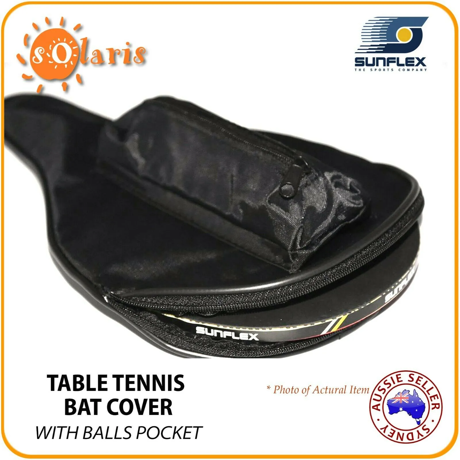 SUNFLEX BAT SAFE Table Tennis Bat Cover with Ball Pocket Nylon Full Racket Case