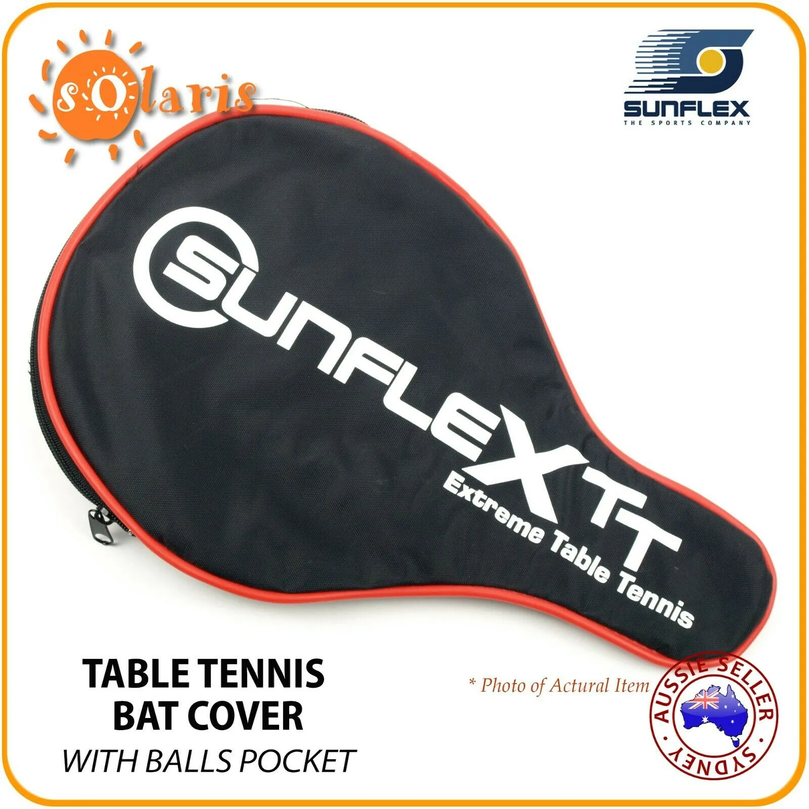 SUNFLEX BAT SAFE Table Tennis Bat Cover with Ball Pocket Nylon Full Racket Case