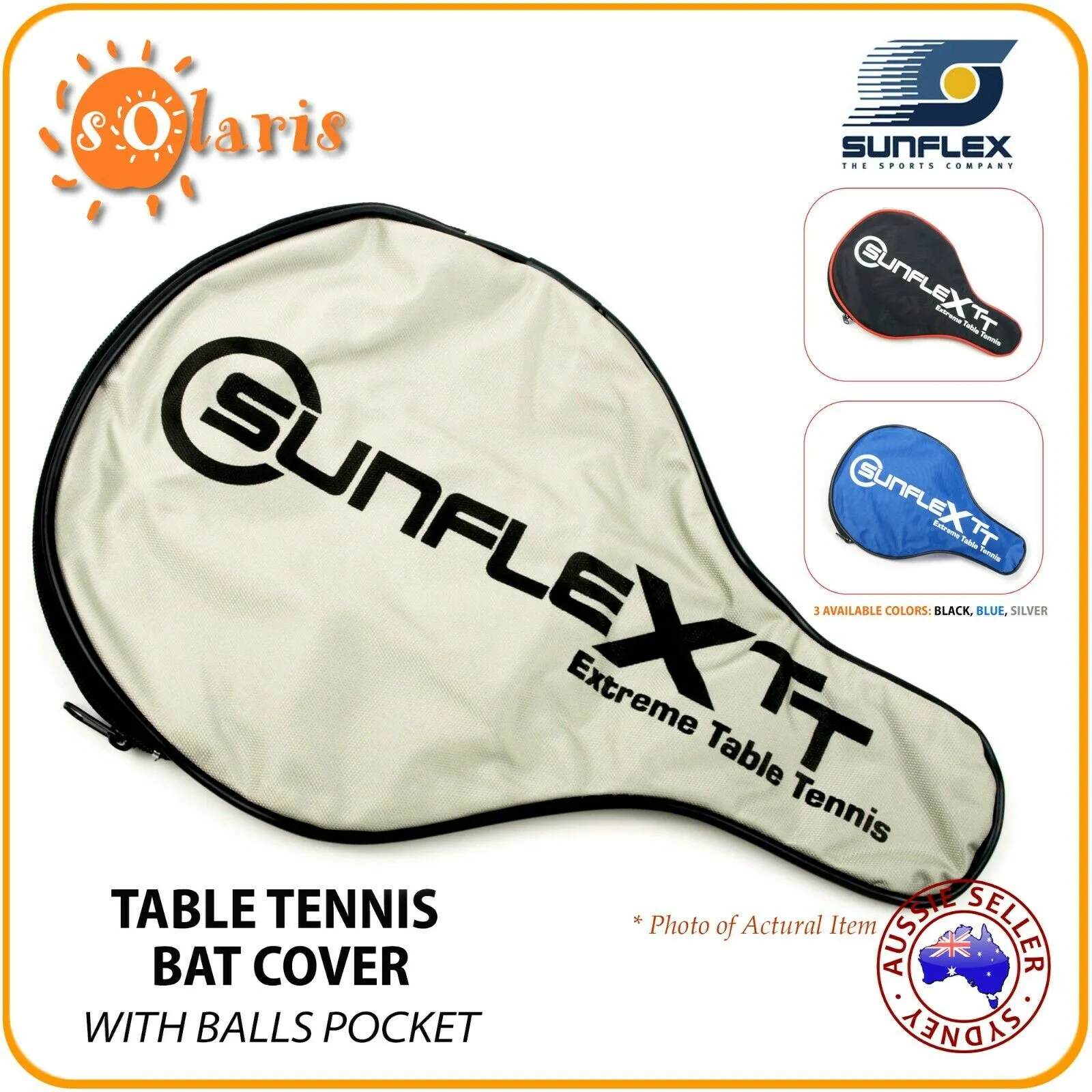 SUNFLEX BAT SAFE Table Tennis Bat Cover with Ball Pocket Nylon Full Racket Case