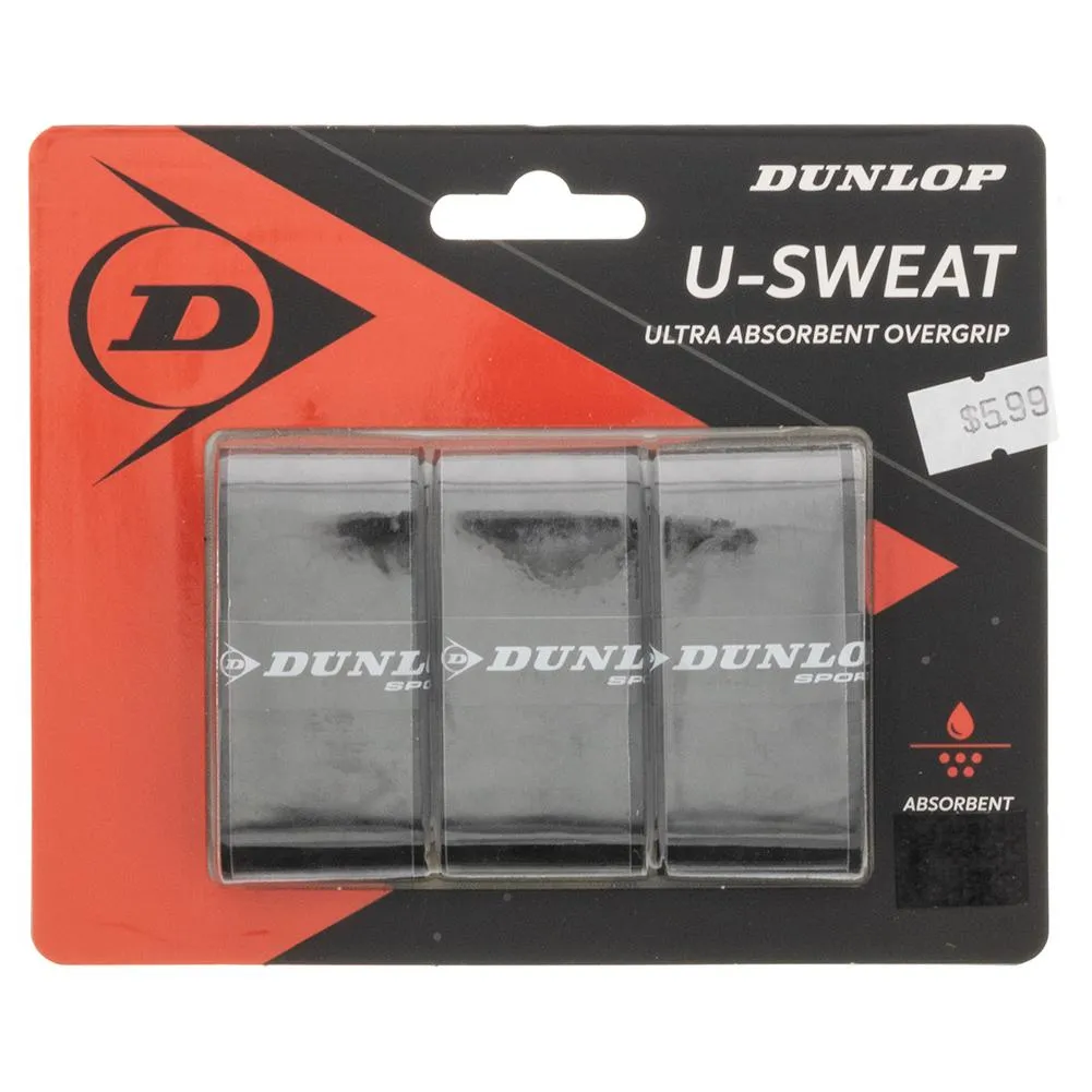 U Sweat 3 Pack Tennis Overgrip Black